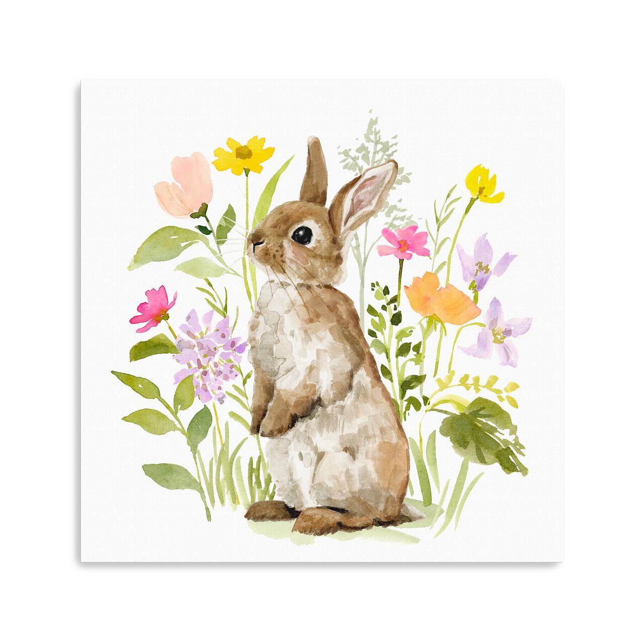 Lumaprints Flower Patch Bunny I Canvas Giclée Art